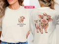 Custom Mini Pig T-Shirt Personalized Floral Piglet Shirt, Cute Farm Animal Sweatshirt, Birthday Gift Long Sleeve Hoodie for Pig Lovers