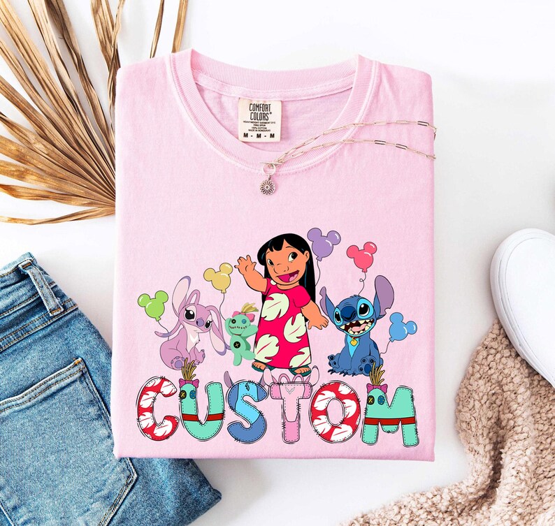 Custom Name Stitch Comfort Colors® Shirts Disney Family Trip Lilo And Stitch Angel Scrump Matching Shirts Disney Characters Alphabet Shirt