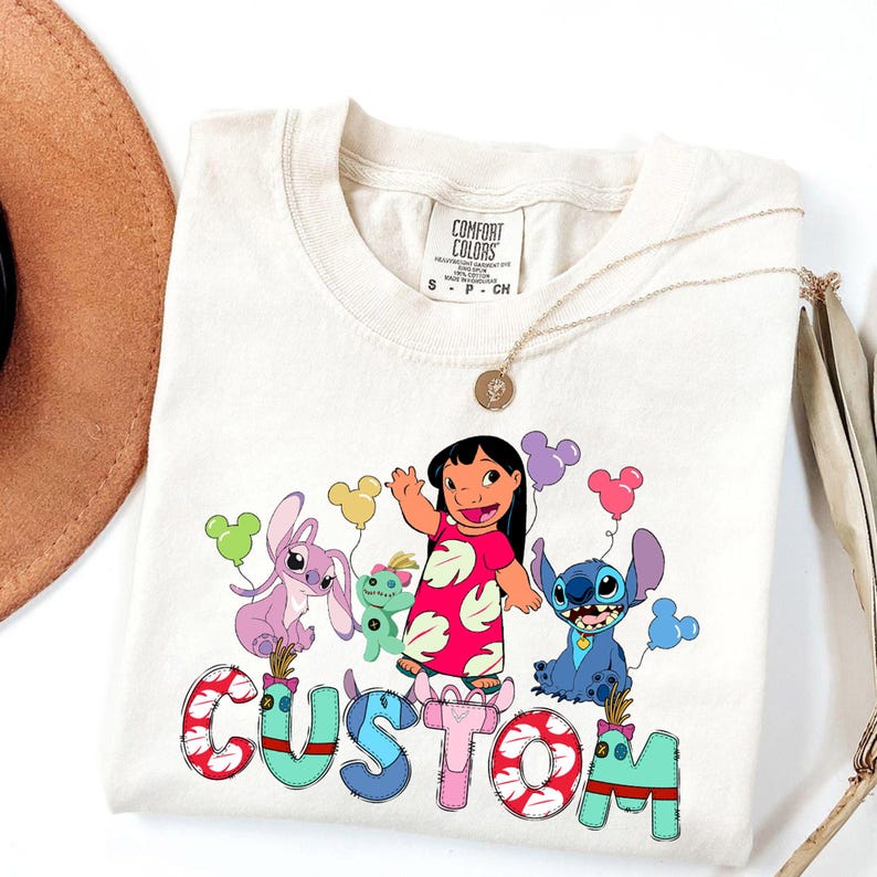 Custom Name Stitch Comfort Colors® Shirts Disney Family Trip Lilo And Stitch Angel Scrump Matching Shirts Disney Characters Alphabet Shirt