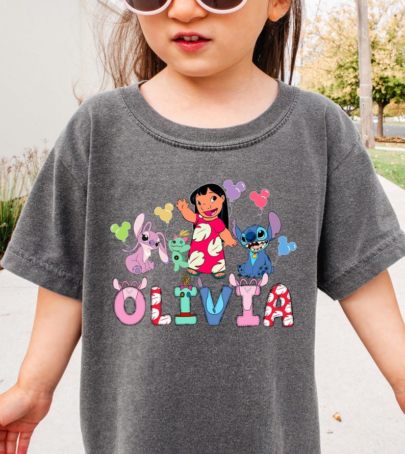 Custom Name Stitch Comfort Colors® Shirts Disney Family Trip Lilo And Stitch Angel Scrump Matching Shirts Disney Characters Alphabet Shirt