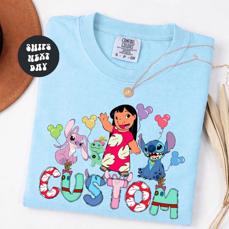 Custom Name Stitch Comfort Colors® Shirts Disney Family Trip Lilo And Stitch Angel Scrump Matching Shirts Disney Characters Alphabet Shirt