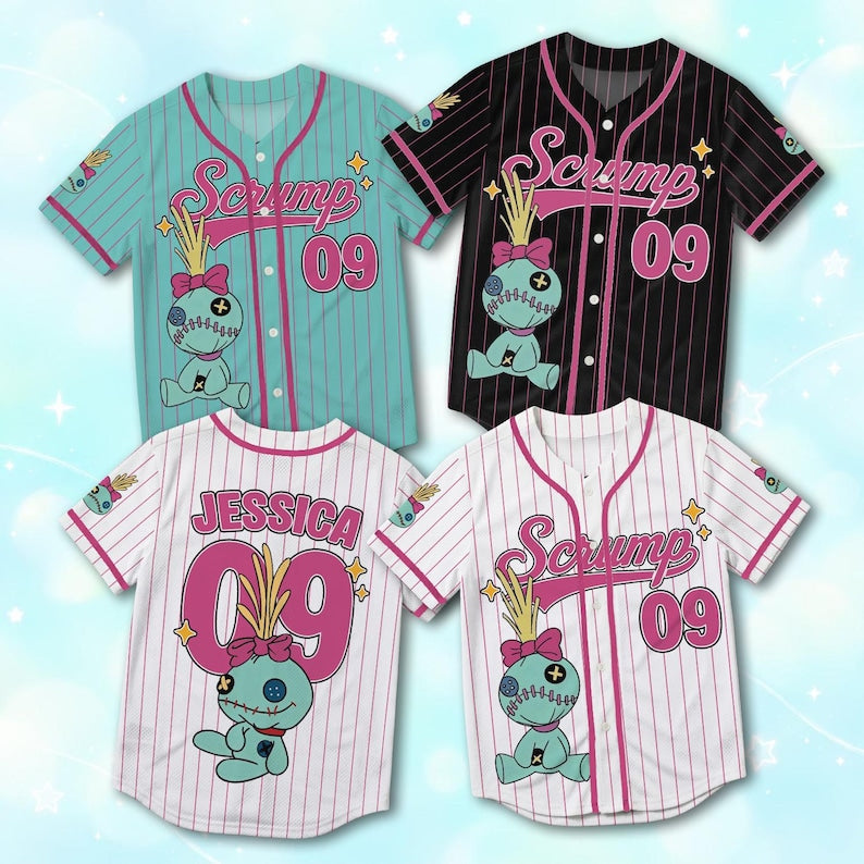 Personalized Scrump Lilo and Stitch Baseball Jersey, Custom Disney Scrump Family Trip Shirt, Disney World Vacation Matching Outfit