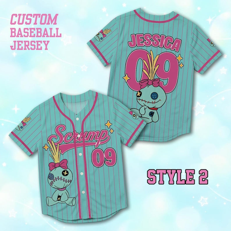 Personalized Scrump Lilo and Stitch Baseball Jersey, Custom Disney Scrump Family Trip Shirt, Disney World Vacation Matching Outfit