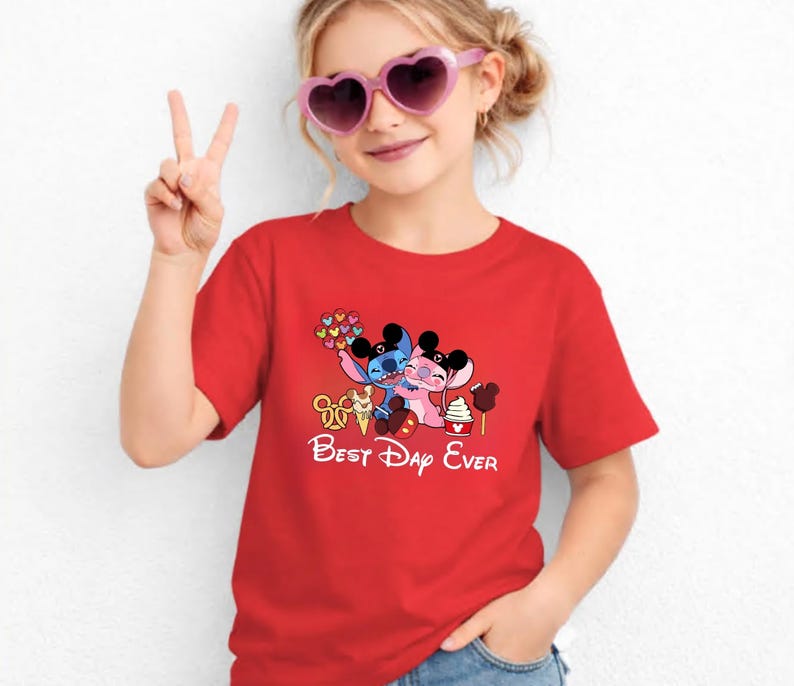 Disney Best Day Ever Shirt, Stitch Angel Gus Jaq Snack Treats Tee, Matching Family Park Vacation Shirt, Retro Cute Couple Tops