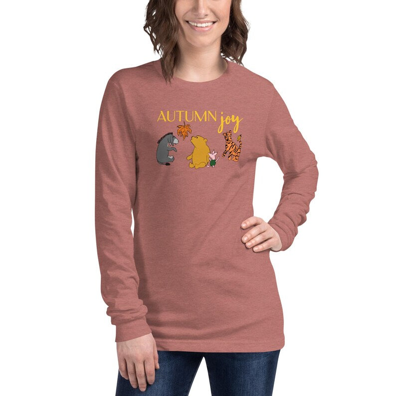 Winnie the Pooh Autumn Joy Long Sleeve Tee, Piglet Eeyore Tigger Fall Shirt