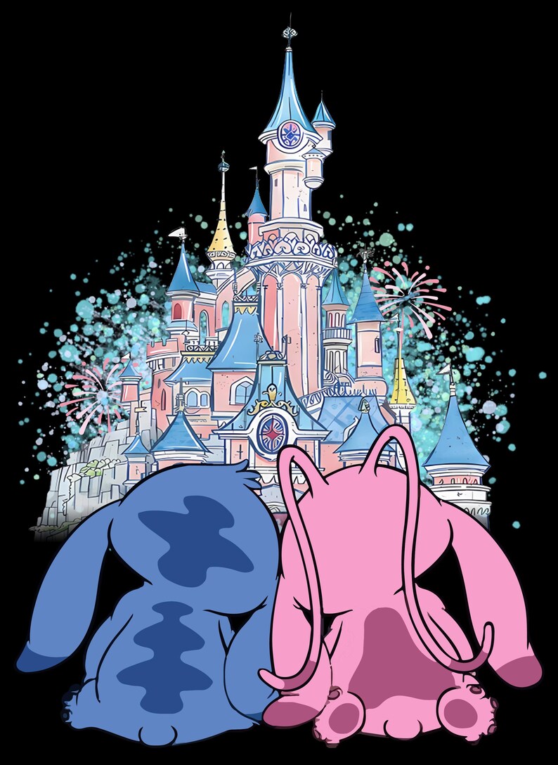 Stitch Angel Castle DTF Transfer, Disney Stitch Shirt Transfer, Disney Vacation Shirt, Ready to Press, Disney Trip DTF, Disneyland DTF