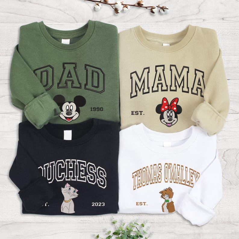 Embroidered Stitch Angel Sweatshirt, Custom Kids Disneyland Trip Crewneck Gift