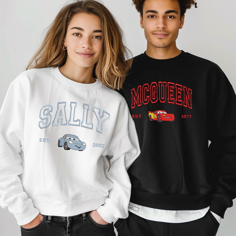 Embroidered Stitch Angel Sweatshirt, Custom Kids Disneyland Trip Crewneck Gift