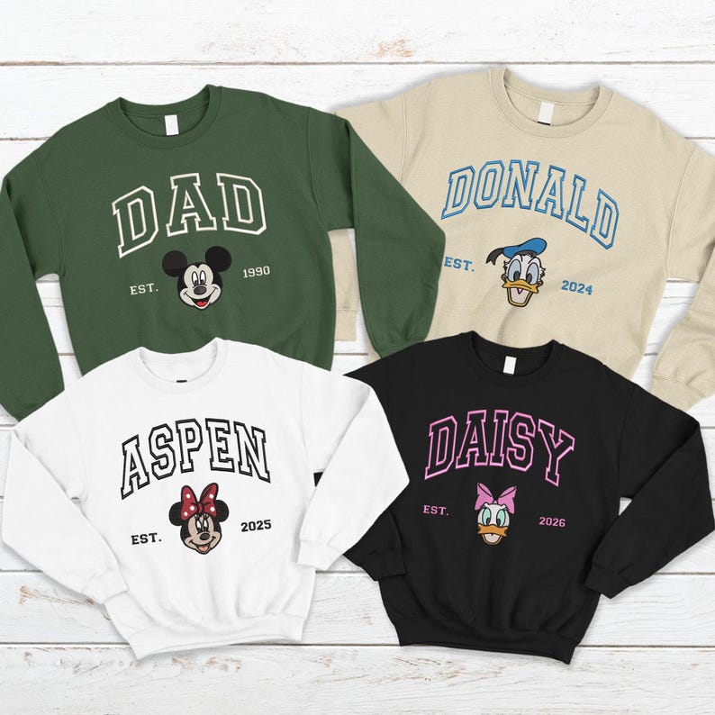 Embroidered Stitch Angel Sweatshirt, Custom Kids Disneyland Trip Crewneck Gift