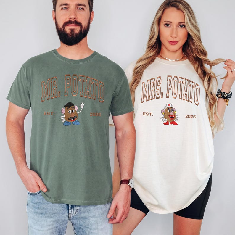 Embroidered Stitch Angel Couple Shirt, Custom Comfort Colors Disney Trip Tee