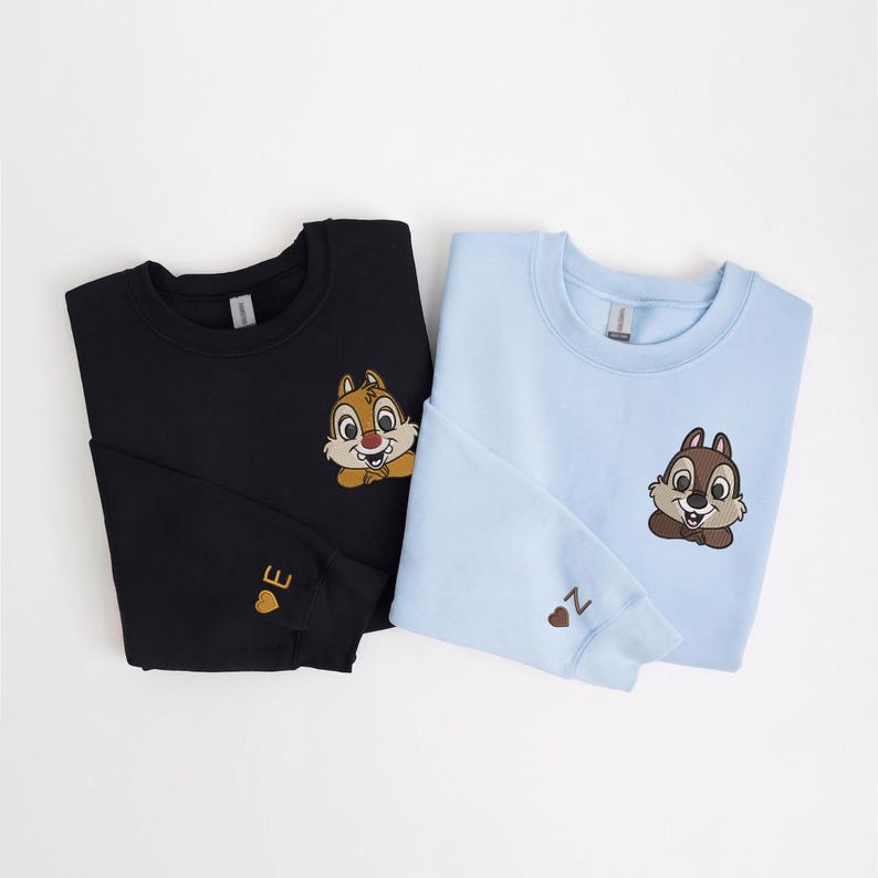 Custom Stitch Angel Couple Sweatshirt, Disney Family Name Pocket Crewneck Gift