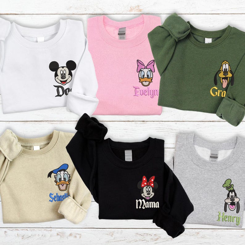 Custom Stitch Angel Couple Sweatshirt, Disney Family Name Pocket Crewneck Gift