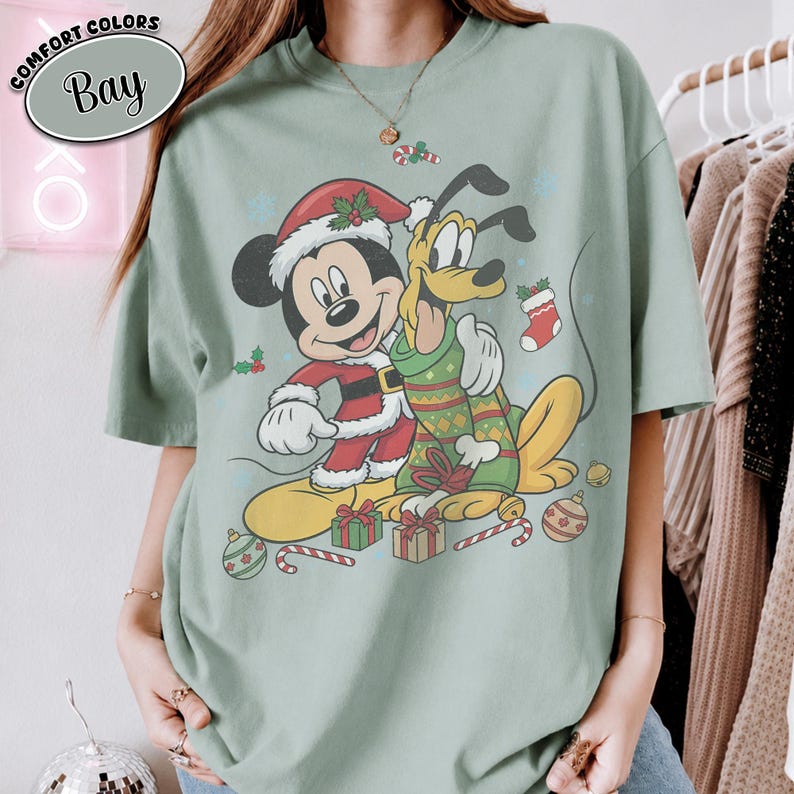 Vintage Mickey Pluto Christmas Shirt, Retro Disney Best Friends Holiday Shirt, Disneyland Family Matching Christmas Vacation Trip Shirt 2026