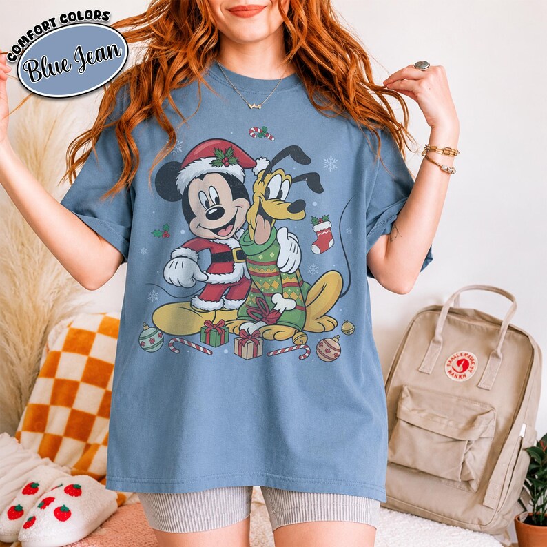 Vintage Mickey Pluto Christmas Shirt, Retro Disney Best Friends Holiday Shirt, Disneyland Family Matching Christmas Vacation Trip Shirt 2026
