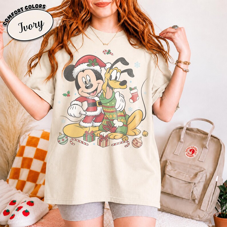 Vintage Mickey Pluto Christmas Shirt, Retro Disney Best Friends Holiday Shirt, Disneyland Family Matching Christmas Vacation Trip Shirt 2026