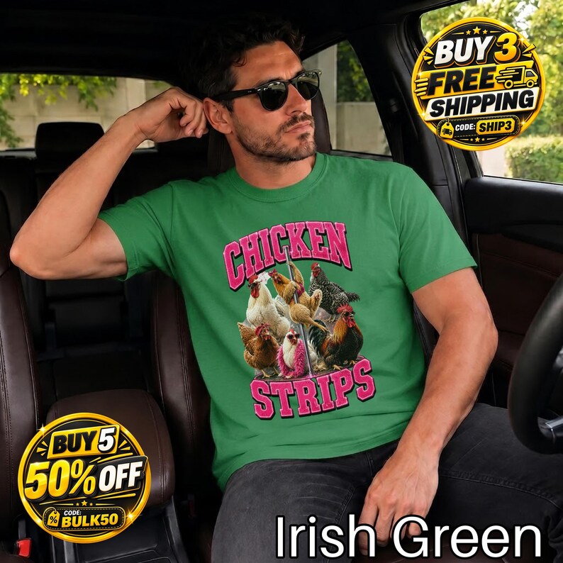 Chicken Strips Funny Poultry Graphic T-Shirt:Funny Chicken Shirt,Poultry Lover Tee,Farm Animal Graphic,Dark Humor