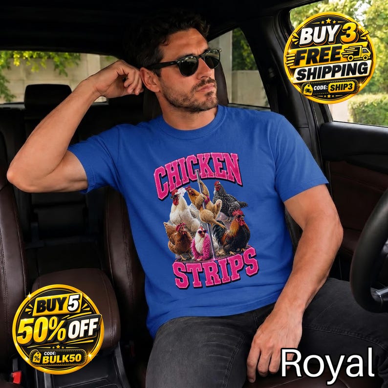 Chicken Strips Funny Poultry Graphic T-Shirt:Funny Chicken Shirt,Poultry Lover Tee,Farm Animal Graphic,Dark Humor