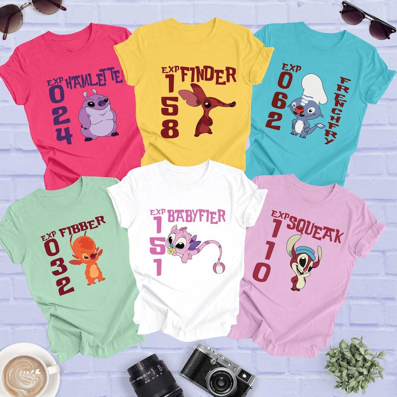 Stitch Experiment Shirt: Disney Family Tee ,All Experiment Charecters