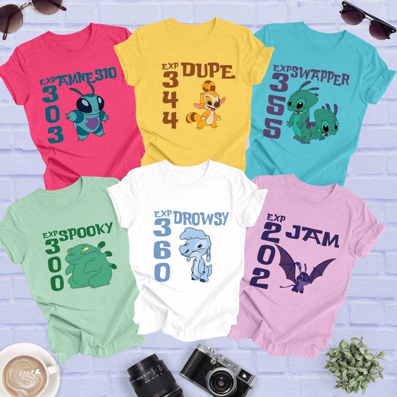 Stitch Experiment Shirt: Disney Family Tee ,All Experiment Charecters