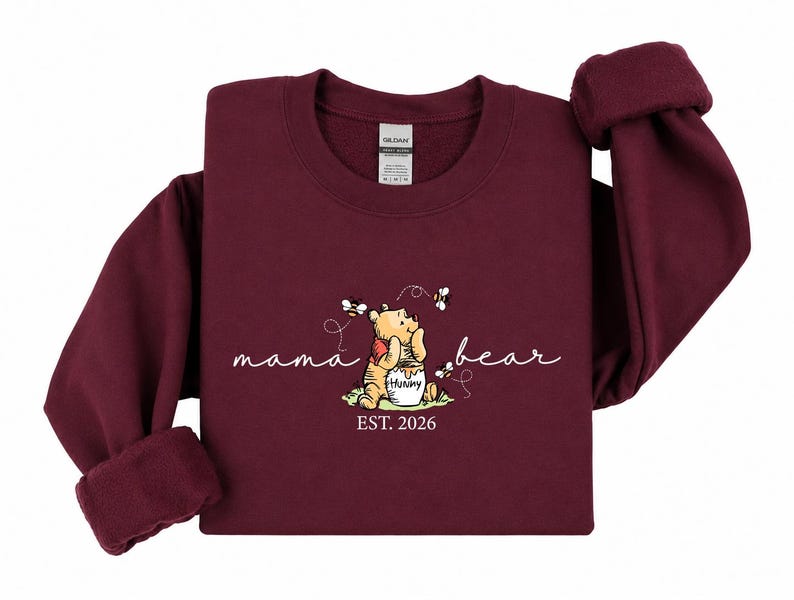 Mama Bear Sweatshirt Personalized, Custom Characters and Names on the Sleeve