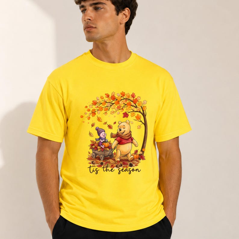 Winnie the Pooh Fall Shirt, Tis the Season Tee, Piglet Pumpkin Shirt, Autumn Leaves Graphic Tee, Cute Disney Thanksgiving