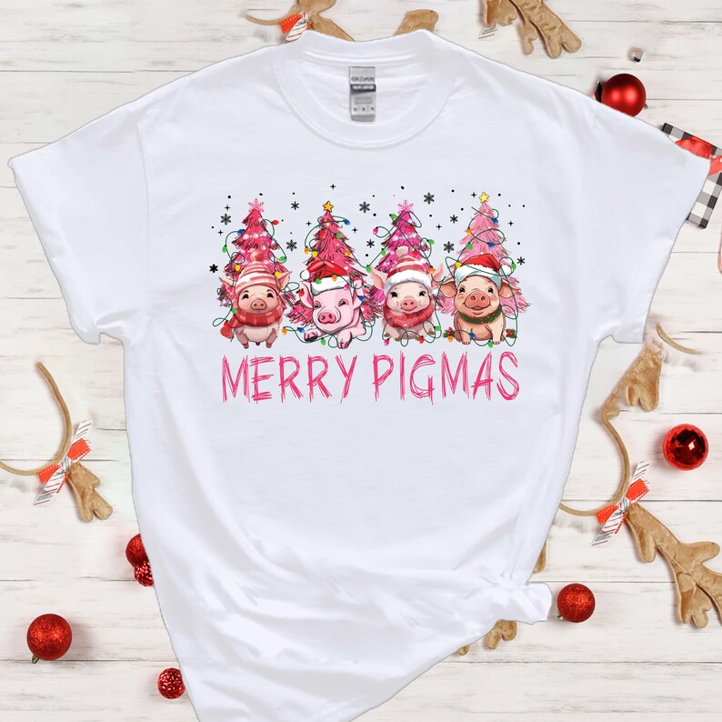 Merry Pigmas Xmas Tshirt, Cute Pig Christmas Shirt, Pig Christmas Tree Shirt, Piglet Animal Farm Tshirt, Christmas Pig Lover Tshirt, Pig Tee