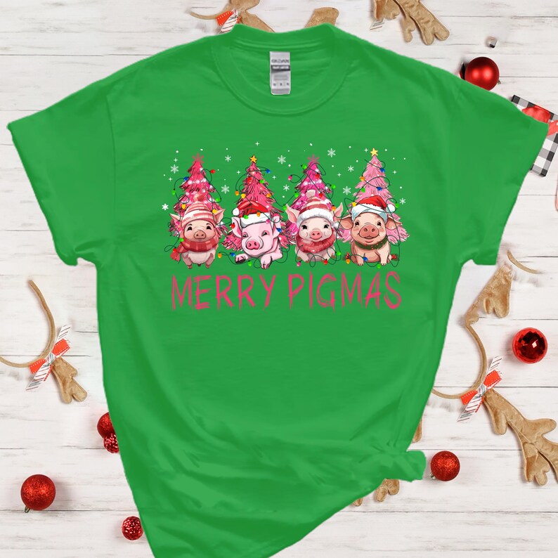 Merry Pigmas Xmas Tshirt, Cute Pig Christmas Shirt, Pig Christmas Tree Shirt, Piglet Animal Farm Tshirt, Christmas Pig Lover Tshirt, Pig Tee