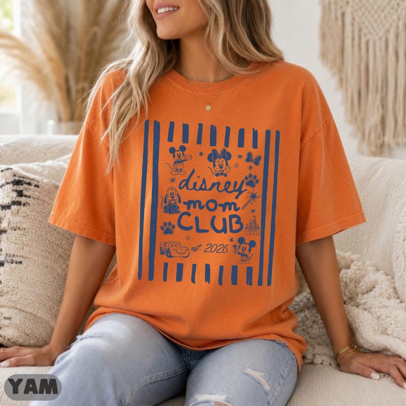 Disney Mom Club Est 2026 Matching Shirt, Mickey Minnie Pluto Graphic Tee, Cute Matching Top, Mom Club Gift Matching Sweatshirt Top