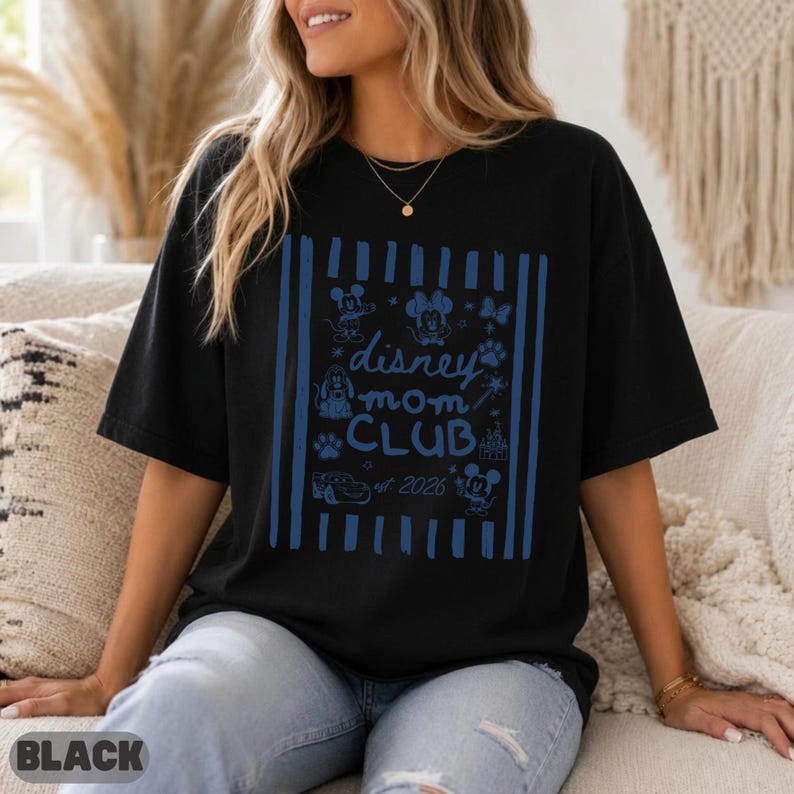 Disney Mom Club Est 2026 Matching Shirt, Mickey Minnie Pluto Graphic Tee, Cute Matching Top, Mom Club Gift Matching Sweatshirt Top