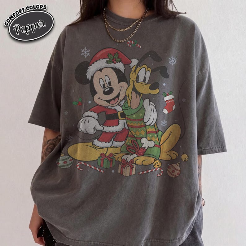Vintage Mickey Pluto Christmas Shirt, Retro Disney Best Friends Holiday Shirt, Disneyland Family Matching Christmas Vacation Trip Shirt 2026