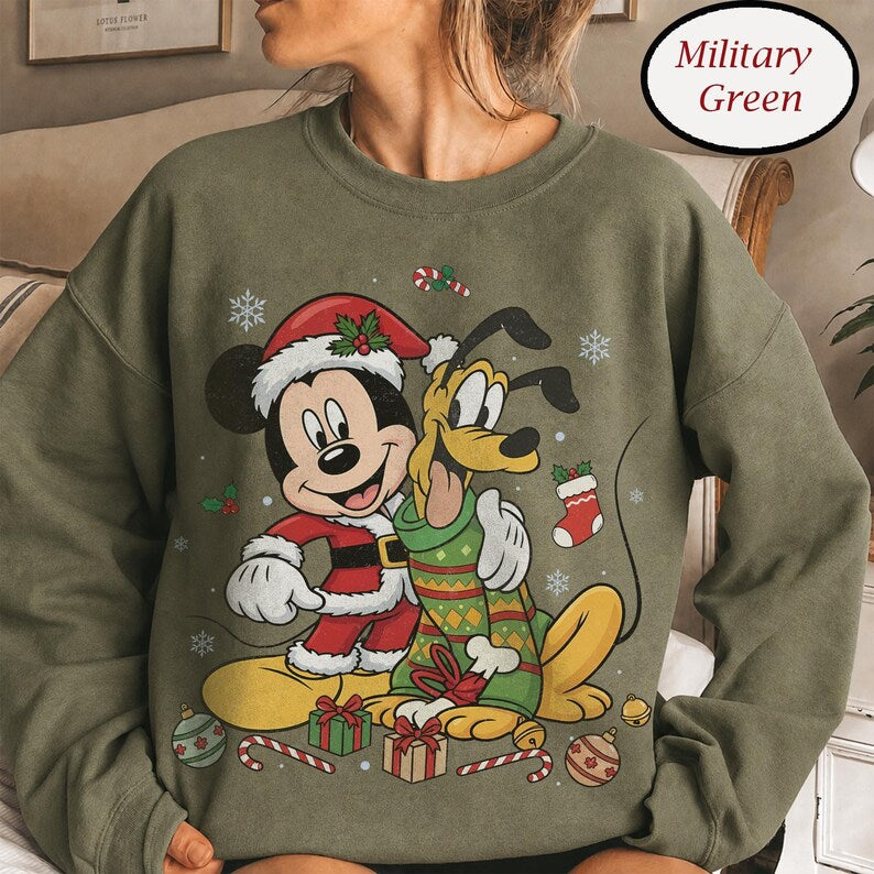 Vintage Mickey Pluto Christmas Shirt, Retro Disney Best Friends Holiday Shirt, Disneyland Family Matching Christmas Vacation Trip Shirt 2026