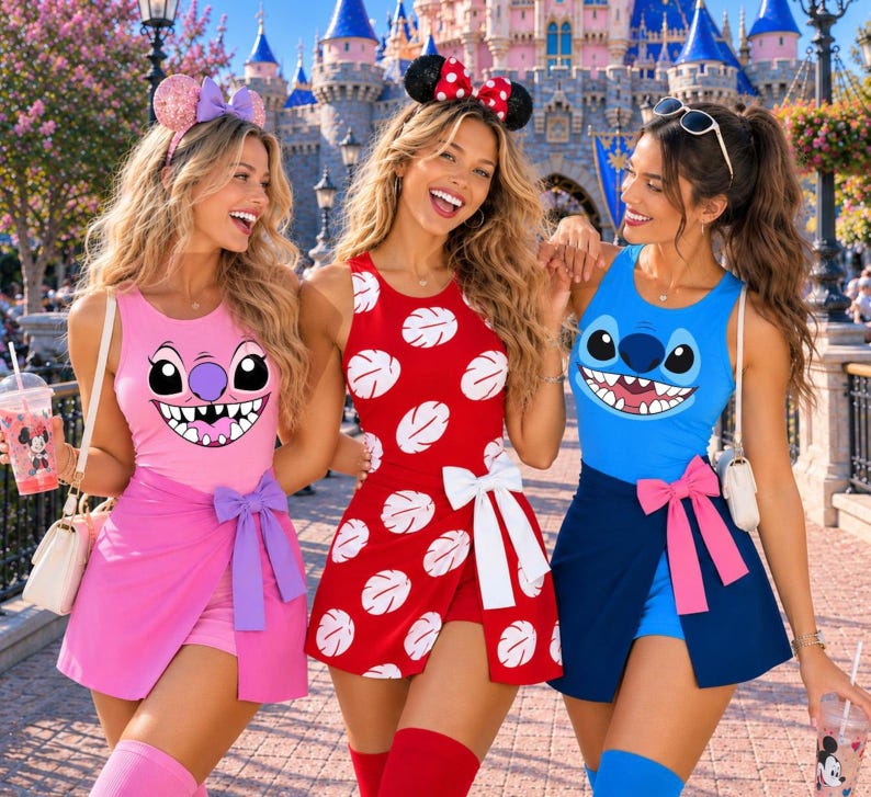 Lilo and Stitch Halloween Tennis Dress Costume, Angel and Stitch Party Dress, Movie Couple Trip Dress, Halloween Costume Dress