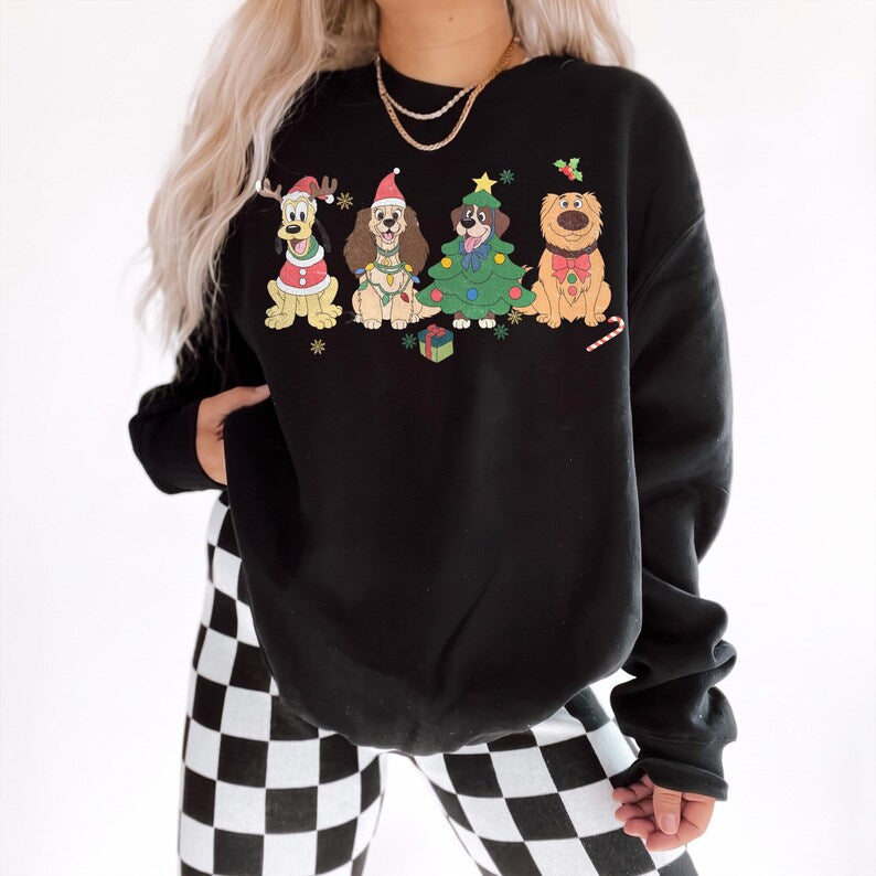 Christmas Disney Dogs Sweatshirt, Goofy Pluto Christmas Shirt, Lady Inspired Puppy Crewneck, Cute Disney Dog Holiday Gift