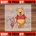Winnie the Pooh DTF Transfer, Pooh and Piglet Ready to Press, Floral Disney Shirt Transfer, Cute Friendship DTF, Spring Pooh DTF