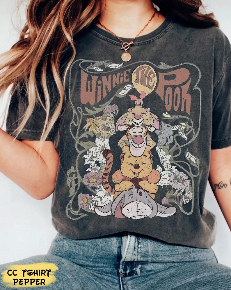 Comfort Colors® Vintage Pooh Boxy Tee, Pooh Bear Boxy Tee, Magic Kingdom Family Vacation 2026 Tank top, WDW Disneyland Trip Shirt