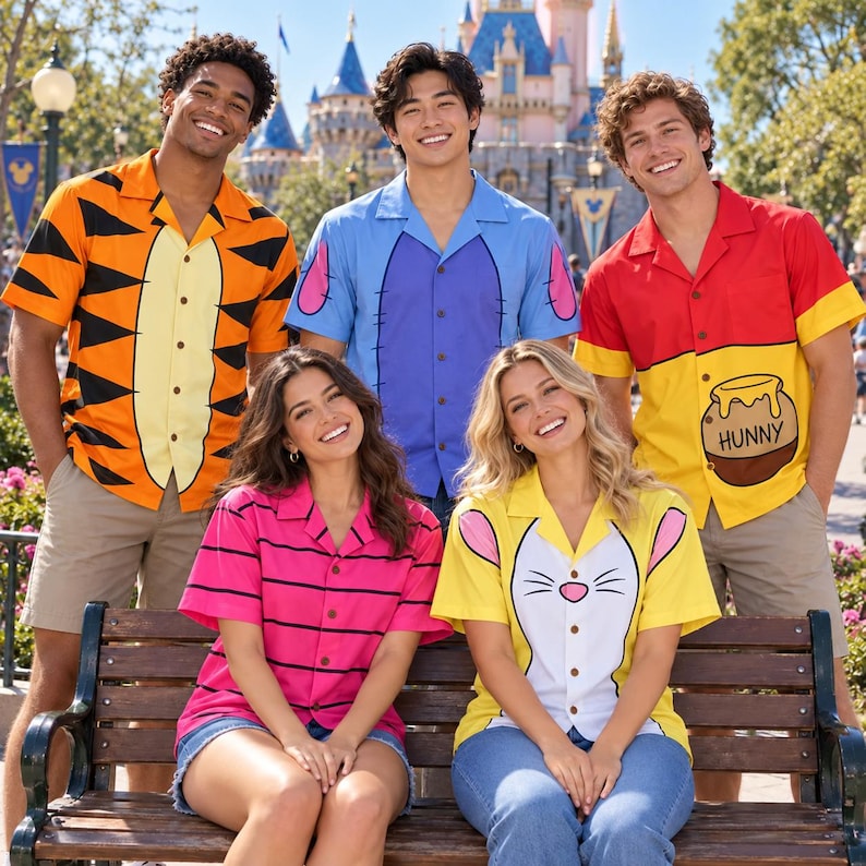 Winnie The Pooh Hawaiian Shirt, Tigger Eeyore Piglet Rabbit Button Up, Disney Vacation Button Down Shirt, Magic Disneybound Park Outfits Tee
