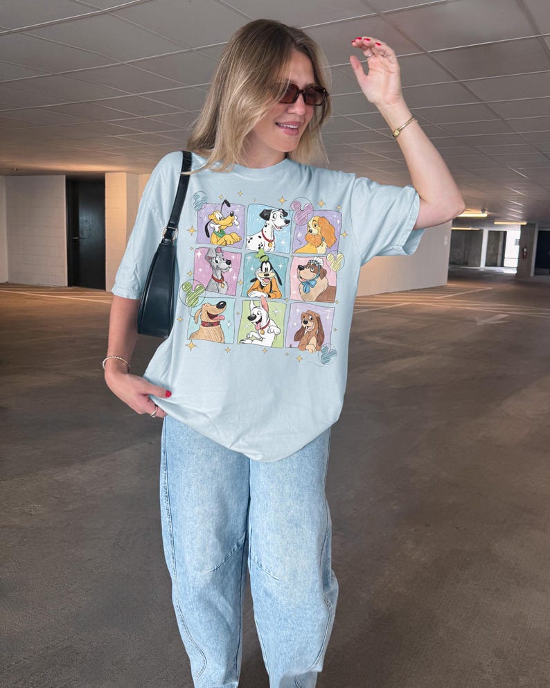 Comfort Colors® Retro Disney Dogs Shirt, Cute Lady Tramp Pluto Dalmatian Tee, Pastel Watercolor Cartoon Dog Lover Gift, Magical Vacation Tee