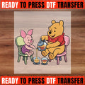 Winnie the Pooh and Piglet DTF Transfer, Pooh Tea Party Ready to Press Transfer, Cute Friendship Cartoon Shirt Design