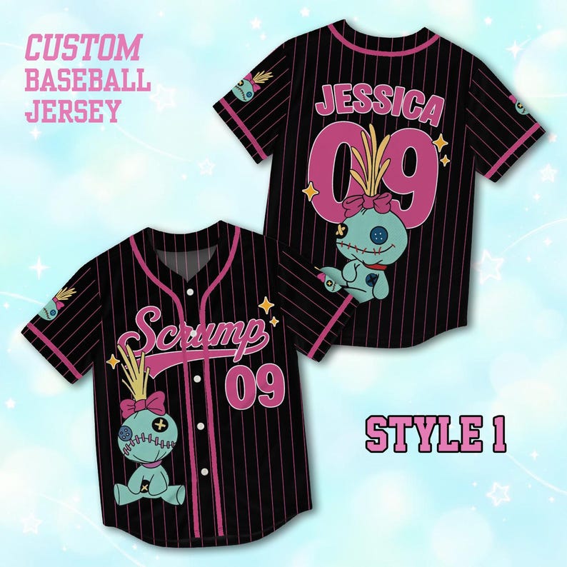 Personalized Scrump Lilo and Stitch Baseball Jersey, Custom Disney Scrump Family Trip Shirt, Disney World Vacation Matching Outfit