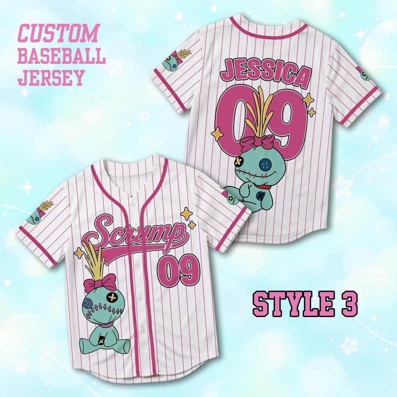 Personalized Scrump Lilo and Stitch Baseball Jersey, Custom Disney Scrump Family Trip Shirt, Disney World Vacation Matching Outfit