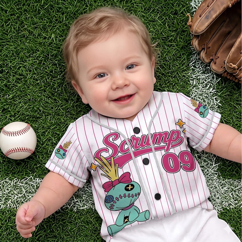 Personalized Scrump Lilo and Stitch Baseball Jersey, Custom Disney Scrump Family Trip Shirt, Disney World Vacation Matching Outfit