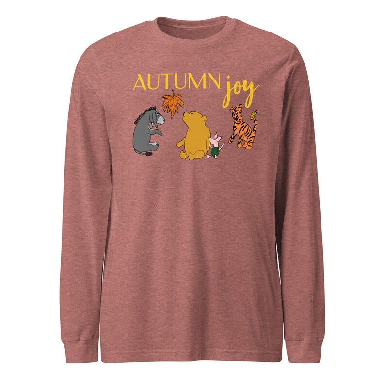 Winnie the Pooh Autumn Joy Long Sleeve Tee, Piglet Eeyore Tigger Fall Shirt