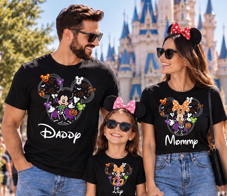 Personalized Disney Halloween Shirt, 115+ Character Choices, Family Matching Tee, Mickey Minnie Goofy Pluto 2026