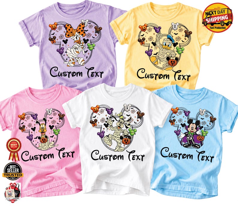 Personalized Disney Halloween Shirt, 115+ Character Choices, Family Matching Tee, Mickey Minnie Goofy Pluto 2026