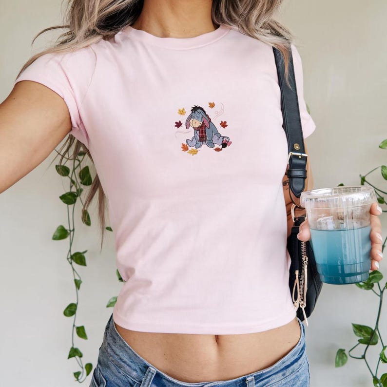 Embroidered Winnie Pooh Baby Tee, Fall Disney Inspired Shirt, Autumn Pooh Bear Tigger Piglet Shirt, Cute Halloween Thanksgiving Outfit