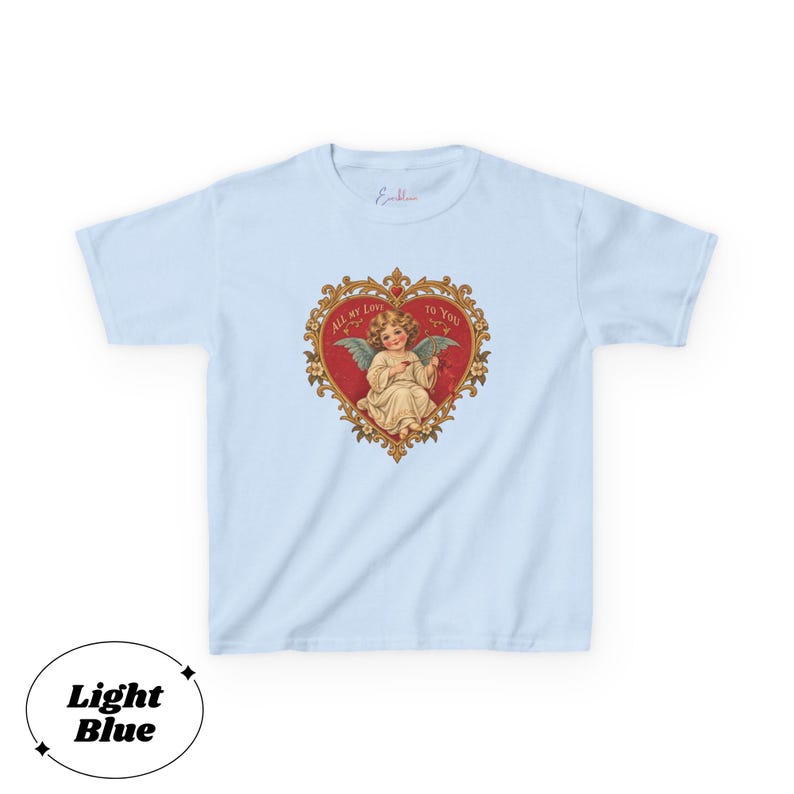 Vintage Cherub Baby Tee, Angel Heart Graphic Shirt, Y2K Cupid T Shirt, Romantic Valentine Top, Retro Love Shirt, 90s Baby Tee, Youth Size