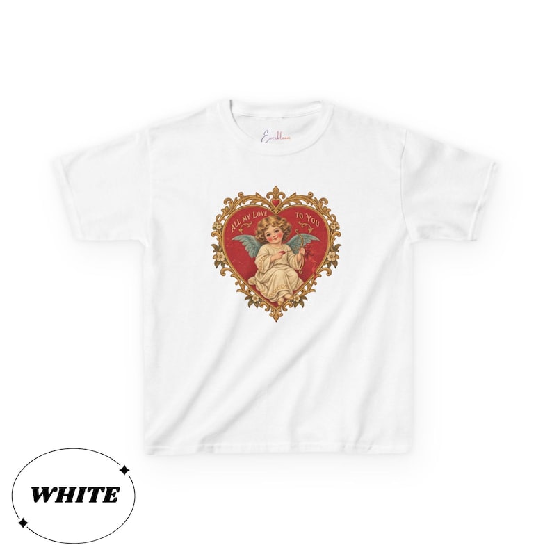 Vintage Cherub Baby Tee, Angel Heart Graphic Shirt, Y2K Cupid T Shirt, Romantic Valentine Top, Retro Love Shirt, 90s Baby Tee, Youth Size