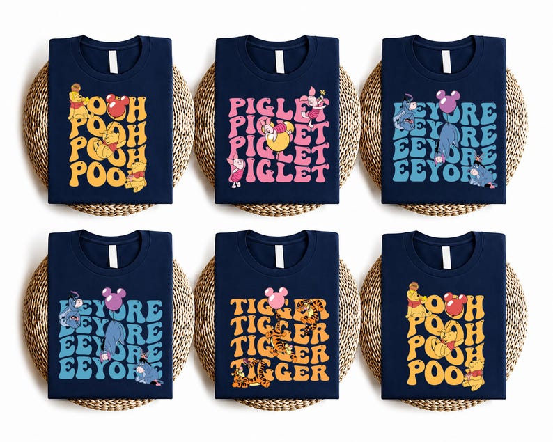 Custom Disney Family Trip T-Shirt, Disneyland Paris 26 , Tiger, Piglet, Encore, Pooh, Storybook Magic, Disney World, Toy Story, PIG04