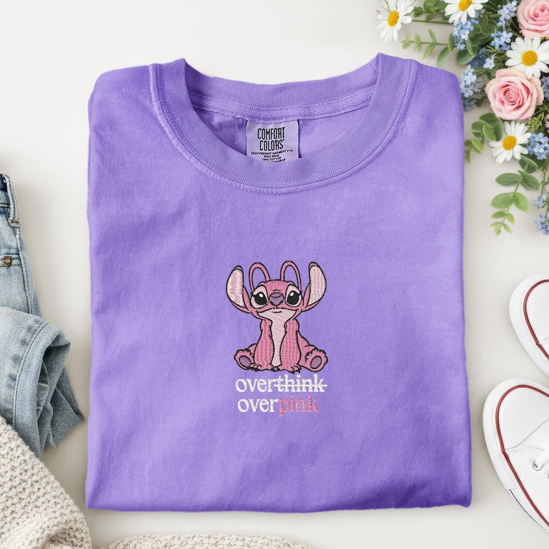 Embroidered Overthink Disney Angel Tank Top, Funny product image 2
