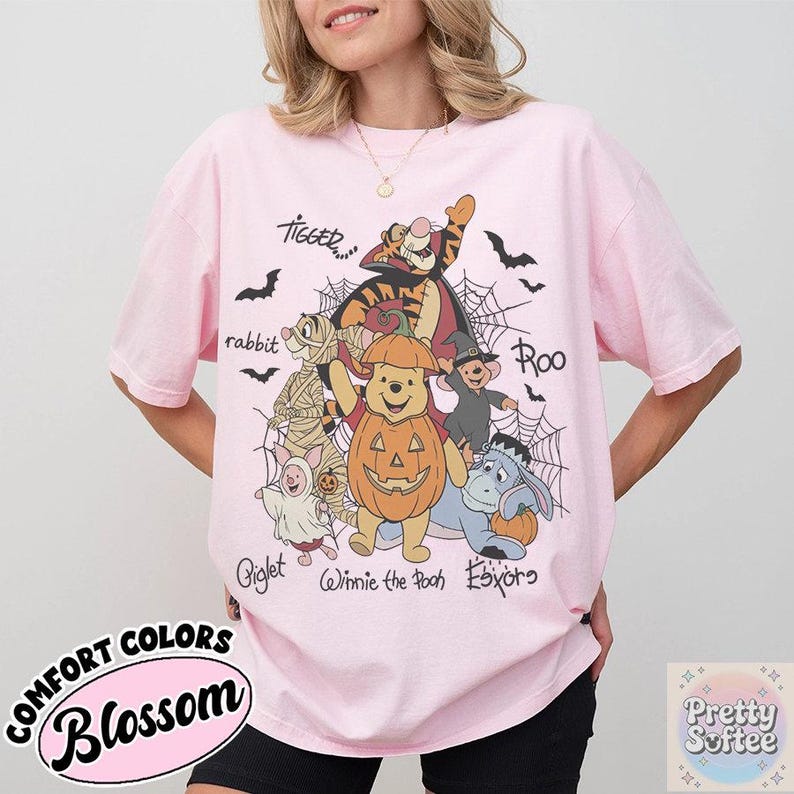 Retro Winnie The Pooh Halloween Signature Shirt, Pooh Bear Pumpkin Spooky Season Tee, Tigger Piglet Eeyore, Disney Family Vacation Gift
